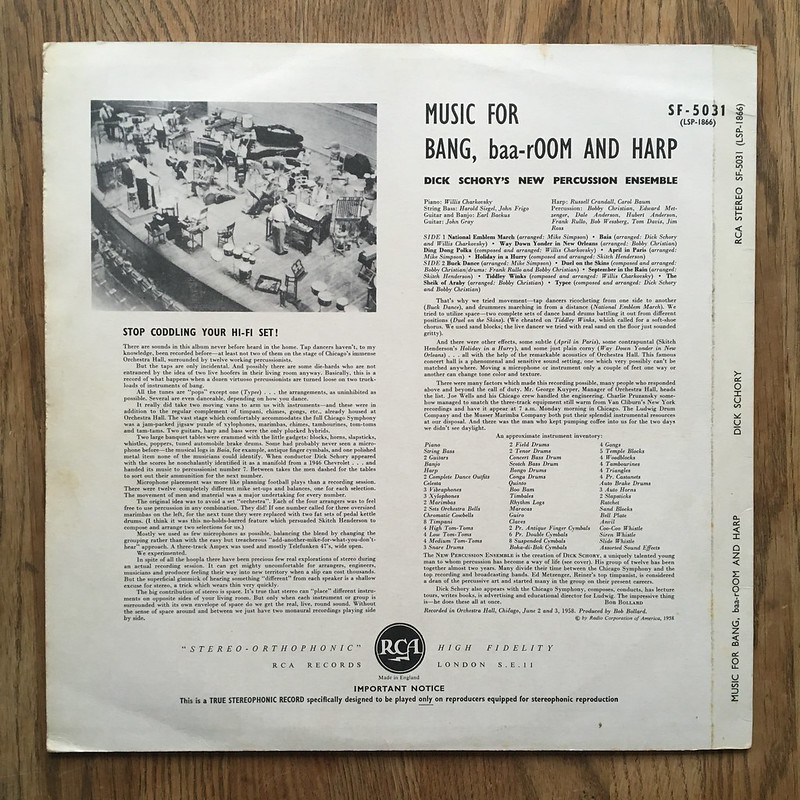 Dick Schory's New Percussion Ensemble: Music for Bang, Baaroom and Harp