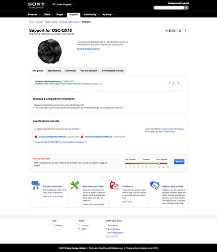 Sony DSCQX10 technical support