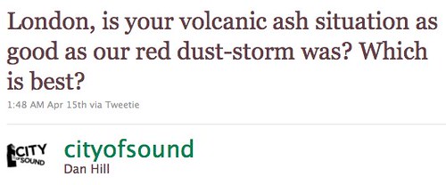 Twitter / Dan Hill: London, is your volcanic a ...