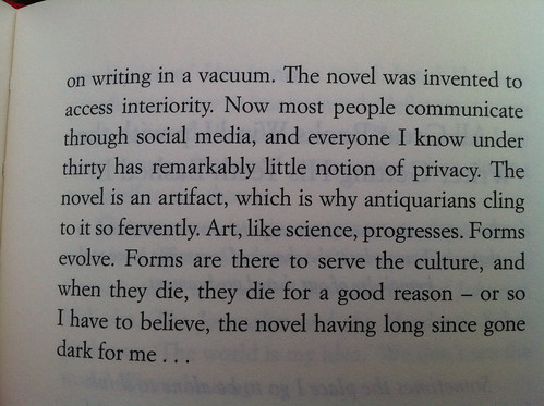 "the novel is an artifact, which is why antiquarians cling to it so fervently"