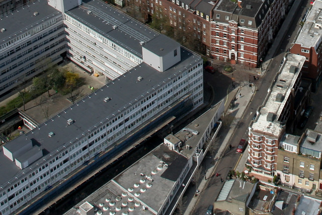 Clipstone Mews / Cleveland Street / Holcroft Court - from BT Tower