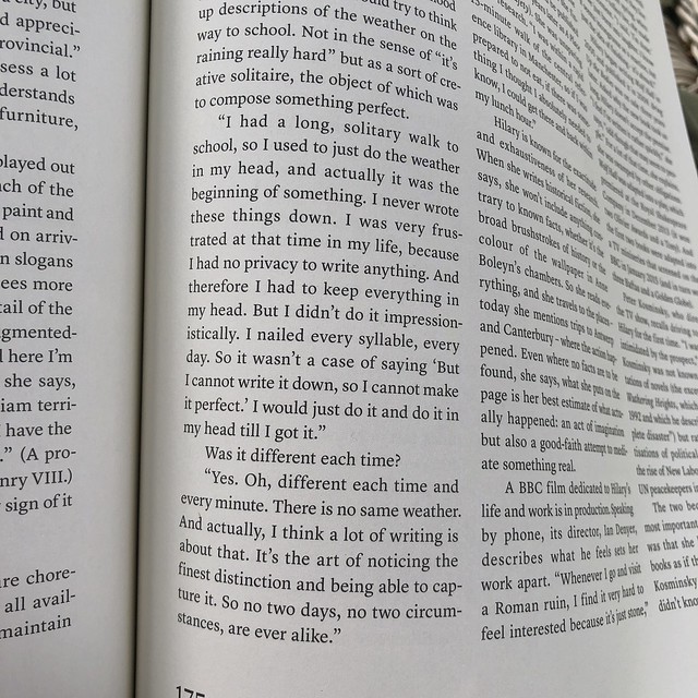 Hilary Mantel writing weather in her head